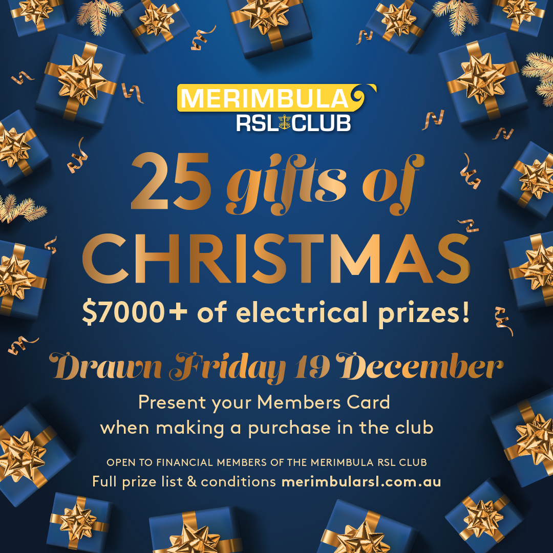 MRSL Christmas Promo Give Away social 25 gifts of Christmas promotion at the Merimbula RSL club
